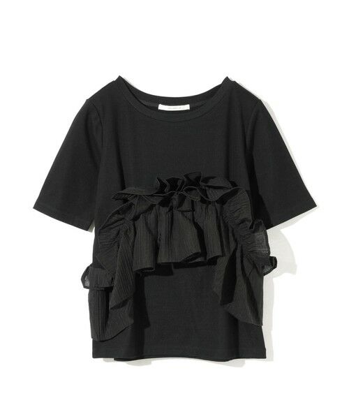 MIDIUMISOLID / ミディウミソリッド カットソー | MIDIUMISOLID for Ladies シフトフリルTシャツ（ブラック(color99)）