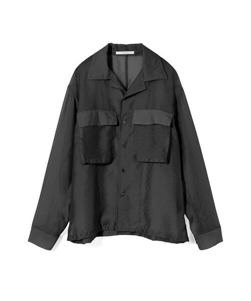 MIDIUMISOLID / ミディウミソリッド シャツ・ブラウス | MIDIUMISOLID Men’s シアーオープンカラーシャツ（ブラック(color99)）