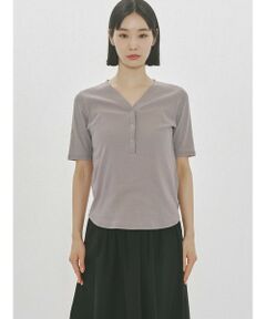 MIDIUMISOLID for Ladies リブヘンリーネックプルオーバー