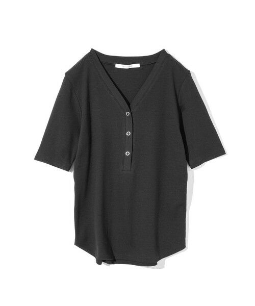 MIDIUMISOLID / ミディウミソリッド カットソー | MIDIUMISOLID for Ladies リブヘンリーネックプルオーバー（ブラック(color99)）