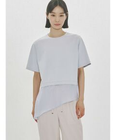 MIDIUMISOLID / ミディウミソリッド カットソー | MIDIUMISOLID for Ladies シアーミックスファブリックTシャツ