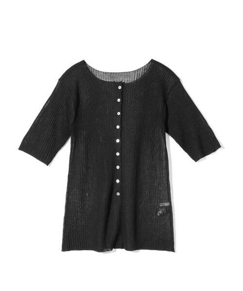 MIDIUMISOLID / ミディウミソリッド カーディガン・ボレロ | MIDIUMISOLID for Ladies リブクルーネックカーディガン（ブラック(color99)）