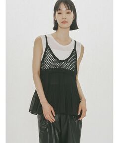 MIDIUMISOLID / ミディウミソリッド ベスト | MIDIUMISOLID for Ladies メッシュニットプリーツキャミソール