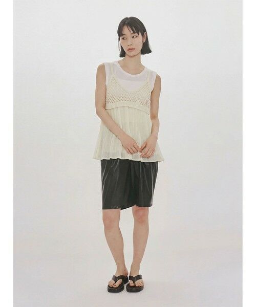 MIDIUMISOLID / ミディウミソリッド ベスト | MIDIUMISOLID for Ladies メッシュニットプリーツキャミソール | 詳細3