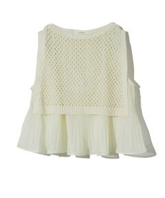 MIDIUMISOLID / ミディウミソリッド ベスト | MIDIUMISOLID for Ladies メッシュニットプリーツベスト