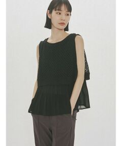MIDIUMISOLID / ミディウミソリッド ベスト | MIDIUMISOLID for Ladies メッシュニットプリーツベスト