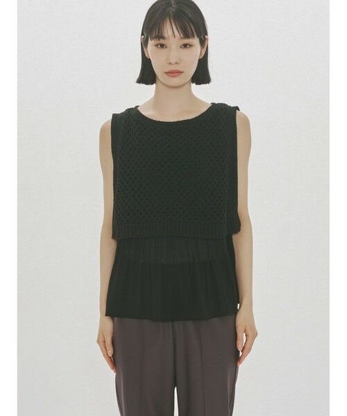 MIDIUMISOLID / ミディウミソリッド ベスト | MIDIUMISOLID for Ladies メッシュニットプリーツベスト | 詳細4