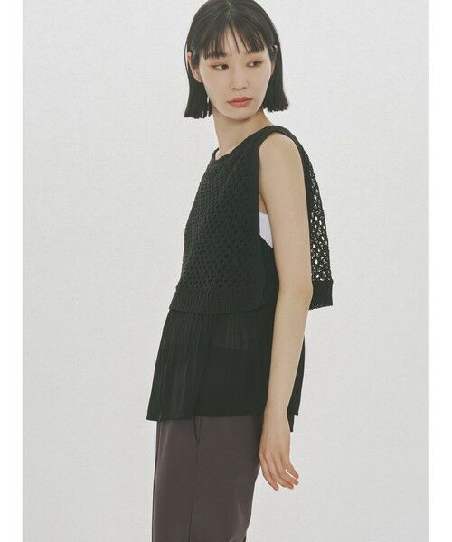 MIDIUMISOLID / ミディウミソリッド ベスト | MIDIUMISOLID for Ladies メッシュニットプリーツベスト | 詳細5