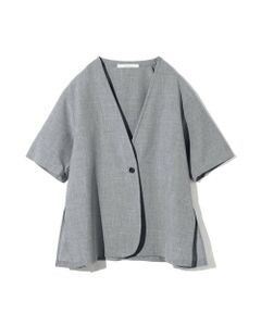 MIDIUMISOLID / ミディウミソリッド シャツ・ブラウス | MIDIUMISOLID for Ladies ノーカラードローストリングシャツ