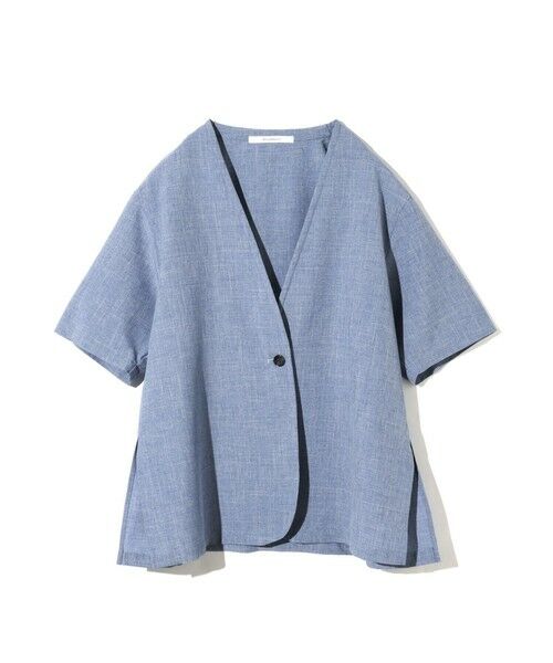 MIDIUMISOLID / ミディウミソリッド シャツ・ブラウス | MIDIUMISOLID for Ladies ノーカラードローストリングシャツ（インディゴ(color77)）