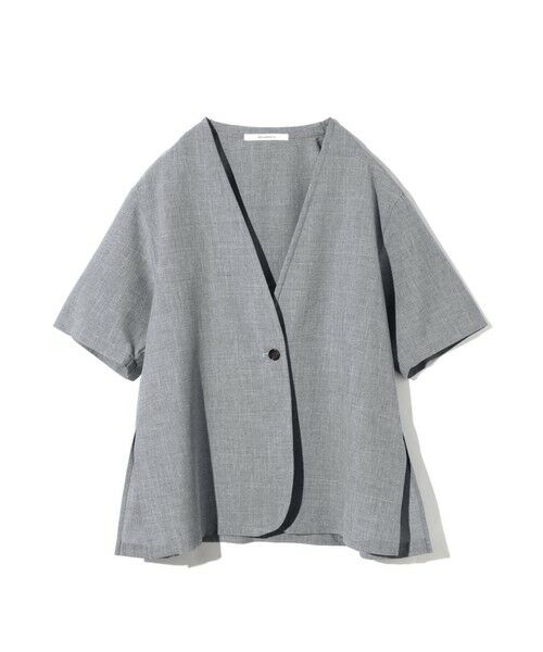 MIDIUMISOLID / ミディウミソリッド シャツ・ブラウス | MIDIUMISOLID for Ladies ノーカラードローストリングシャツ（ライトグレー(color90)）