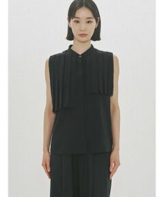 MIDIUMISOLID / ミディウミソリッド シャツ・ブラウス | MIDIUMISOLID for Ladies ノースリーブアシンメトリープリーツシャツ