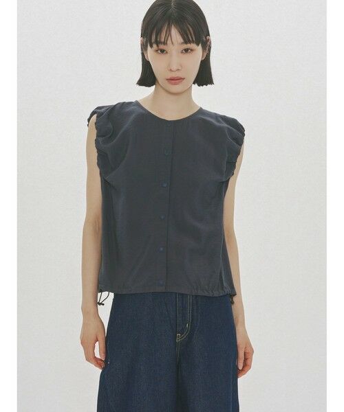 MIDIUMISOLID / ミディウミソリッド ベスト | MIDIUMISOLID for Ladies ポプリンボリュームベスト（ネイビー(color77)）
