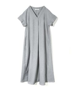 MIDIUMISOLID / ミディウミソリッド ロング・マキシ丈ワンピース | MIDIUMISOLID for Ladies リネンライクVネックフレアワンピース