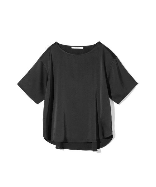 MIDIUMISOLID / ミディウミソリッド Tシャツ | MIDIUMISOLID for Ladies Tシャツライクサテンブラウス（ブラック(color99)）
