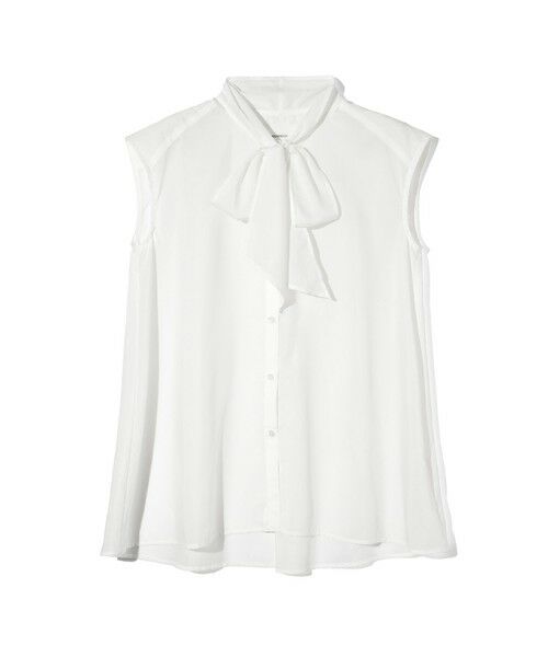 MIDIUMISOLID / ミディウミソリッド シャツ・ブラウス | MIDIUMISOLID for Ladies リボンタイノースリーブブラウス（オフホワイト(color11)）