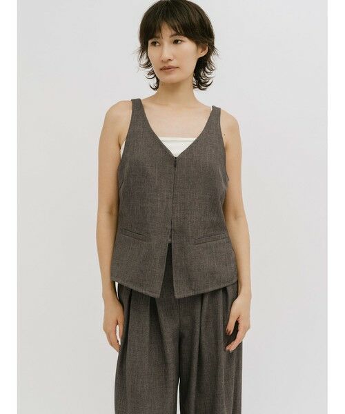 MIDIUMISOLID / ミディウミソリッド ベスト | MIDIUMISOLID for Ladies ビスチェライクジレ（トップブラウン(color44)）