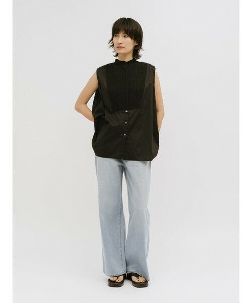 MIDIUMISOLID / ミディウミソリッド シャツ・ブラウス | MIDIUMISOLID for Ladies レース付きワイドシャツ | 詳細7