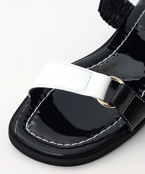 MIHAMA ミハマ サンダル 黒 未使用 外観未使用級 ミハマ MIHAMA エナメルサンダル ローヒール