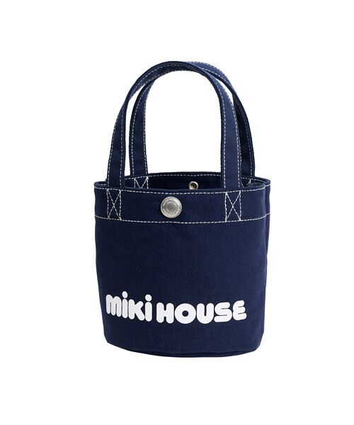 MIKI HOUSE/ミキハウス バケツ型 ミニロゴトートバッグ 紺 -