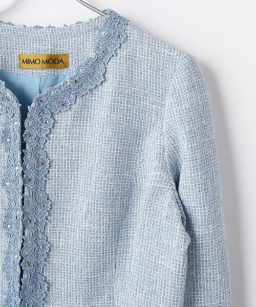 MIMO MODA / ミモモーダ ノーカラージャケット | 【日本製】【ラインストーン装飾】ノーカラー　ジャケット | 詳細2