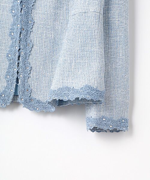 MIMO MODA / ミモモーダ ノーカラージャケット | 【日本製】【ラインストーン装飾】ノーカラー　ジャケット | 詳細3