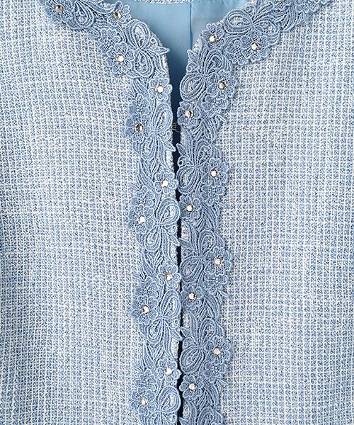 MIMO MODA / ミモモーダ ノーカラージャケット | 【日本製】【ラインストーン装飾】ノーカラー　ジャケット | 詳細5