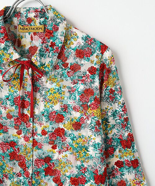 MIMO MODA / ミモモーダ その他トップス | 【日本製】【コットン100%】花柄プリント　ロングブラウス | 詳細2