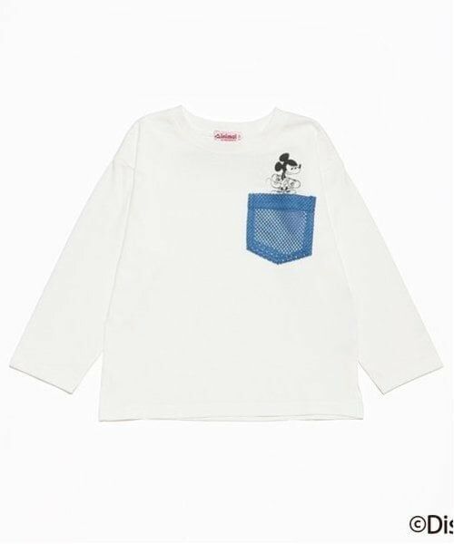 minimal / ミニマル Tシャツ | 【Disney】 胸ポケットつき長袖Tシャツ（白）