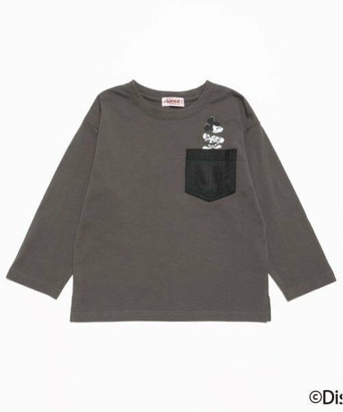minimal / ミニマル Tシャツ | 【Disney】 胸ポケットつき長袖Tシャツ（チャコール）