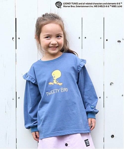 minimal / ミニマル Tシャツ | 【トゥイーティー】【防汚加工】肩フリルプルオーバー（インク ブルー）