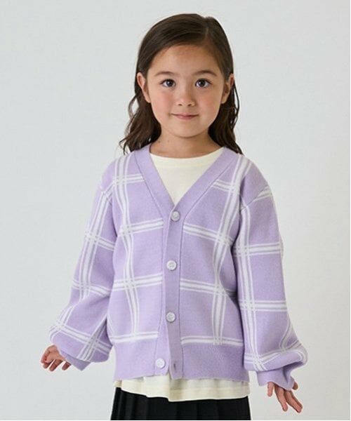 minimal / ミニマル カーディガン・ボレロ | 【マシンウォッシャブル】ニットジャガードカーディガン（ラベンダー）
