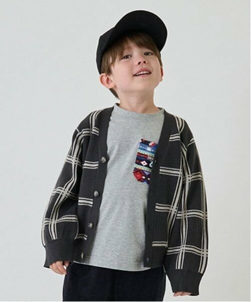 minimal / ミニマル カーディガン・ボレロ | 【マシンウォッシャブル】ニットジャガードカーディガン（チャコール）