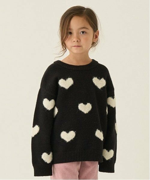 minimal / ミニマル ニット・セーター | 【マシンウォッシャブル】ハートジャガードプルオーバー（黒）