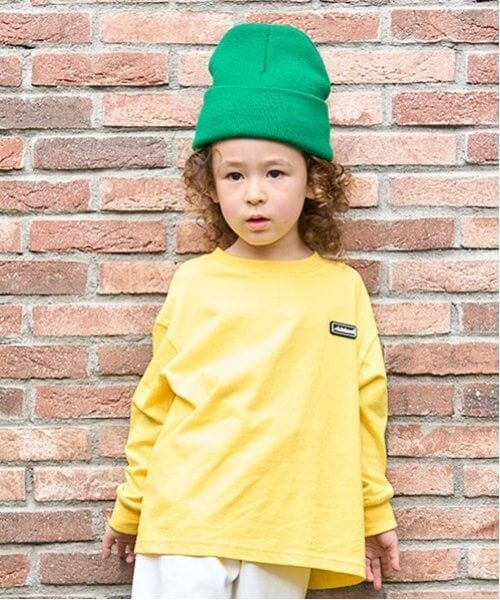 minimal / ミニマル Tシャツ | 【防汚加工】シリコンワッペン長袖Ｔシャツ（黄）