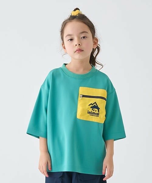 minimal / ミニマル Tシャツ | 【撥水】ポンチ配色ポケットビッグT（グリーン）