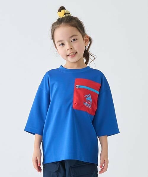 minimal / ミニマル Tシャツ | 【撥水】ポンチ配色ポケットビッグT（ブルー）