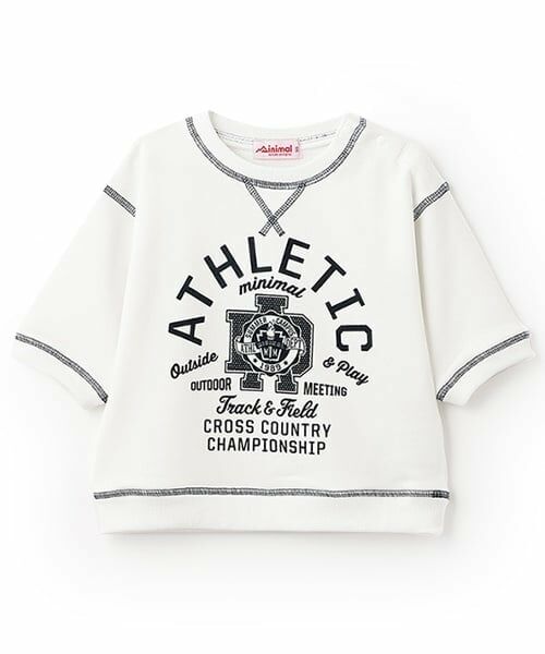 minimal / ミニマル Tシャツ | 配色ステッチ裏毛プリントPO（オフ ホワイト）