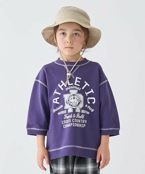 minimal / ミニマル Tシャツ | 配色ステッチ裏毛プリントPO（パープル）