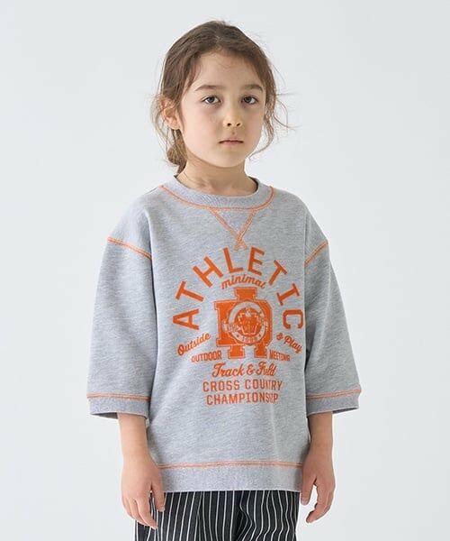 minimal / ミニマル Tシャツ | 配色ステッチ裏毛プリントPO（トップ グレー）