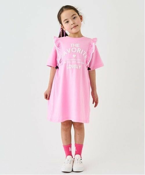 minimal / ミニマル ミニ丈・ひざ丈ワンピース | 【防汚加工】肩フリルワンピ（ピンク）