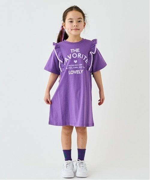 minimal / ミニマル ミニ丈・ひざ丈ワンピース | 【防汚加工】肩フリルワンピ（パープル）