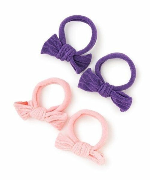 minimal / ミニマル ヘアゴム・シュシュ | リボンヘアポニー(４個set)（ピンク）