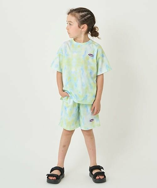 minimal / ミニマル ショート・ハーフ・半端丈パンツ | 【接触冷感】タイダイ風プリントハーフパンツ（イエロー グリーン）