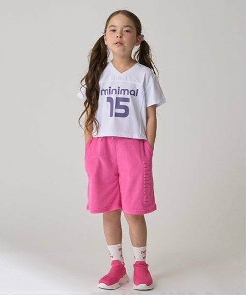 minimal / ミニマル ショート・ハーフ・半端丈パンツ | エンボス4分丈ハーフパンツ（ピンク）