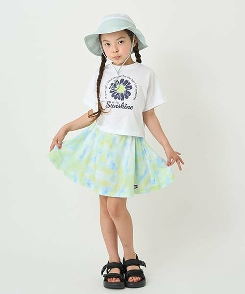 minimal / ミニマル ショート・ハーフ・半端丈パンツ | 【接触冷感】タイダイ風プリントスカートインナーパンツつき（イエロー グリーン）