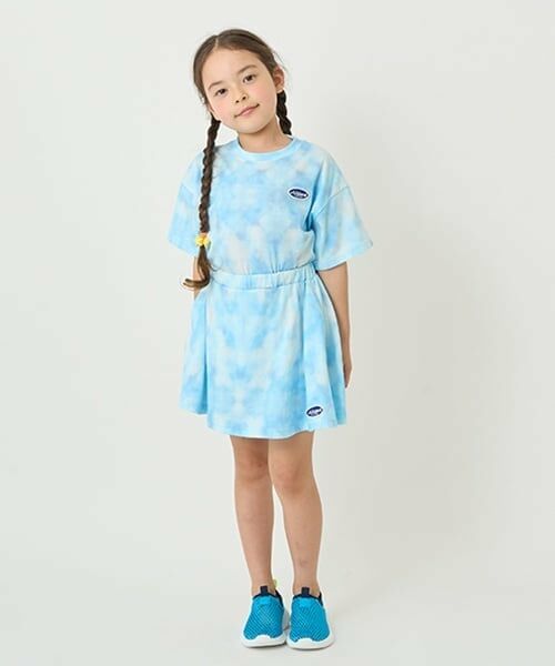 minimal / ミニマル ショート・ハーフ・半端丈パンツ | 【接触冷感】タイダイ風プリントスカートインナーパンツつき（ブルー）