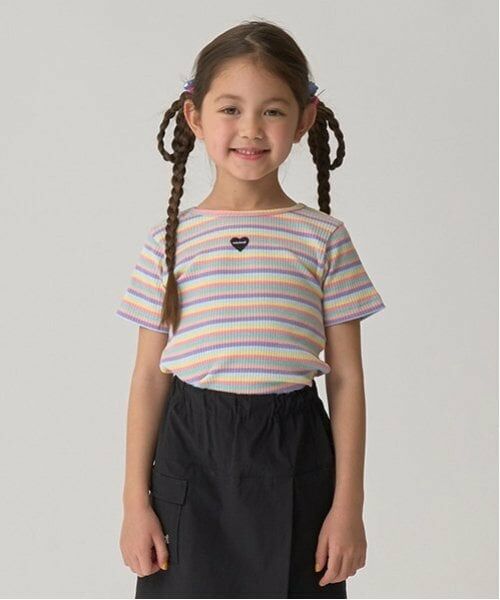 minimal / ミニマル Tシャツ | ボーダーテレコT（レインボー）