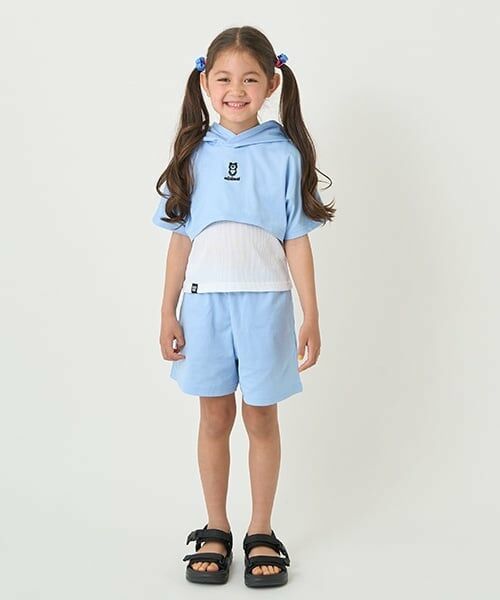 minimal / ミニマル パーカー | 【吸水速乾】短丈パーカ＋タンクトップ＋パンツ３点set（サックス）