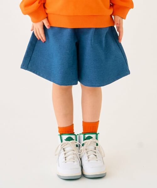 minimal / ミニマル ショート・ハーフ・半端丈パンツ | カットデニムキュロット（紺）